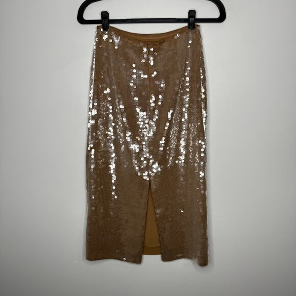 NWT MADEWELL Sequin Midi Skirt Tan 00 - Picture 3 of 6